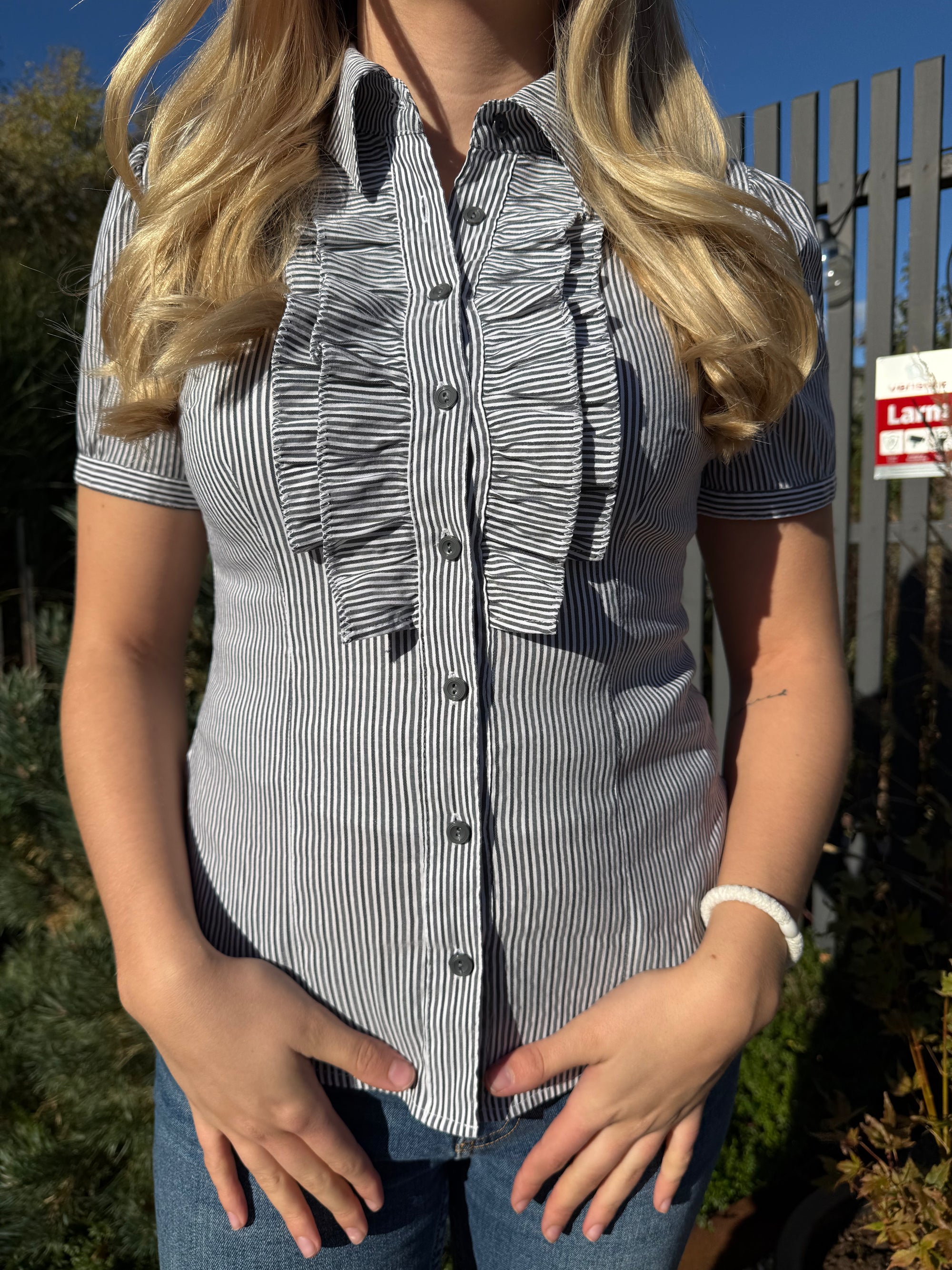 Striped Orsay blouse