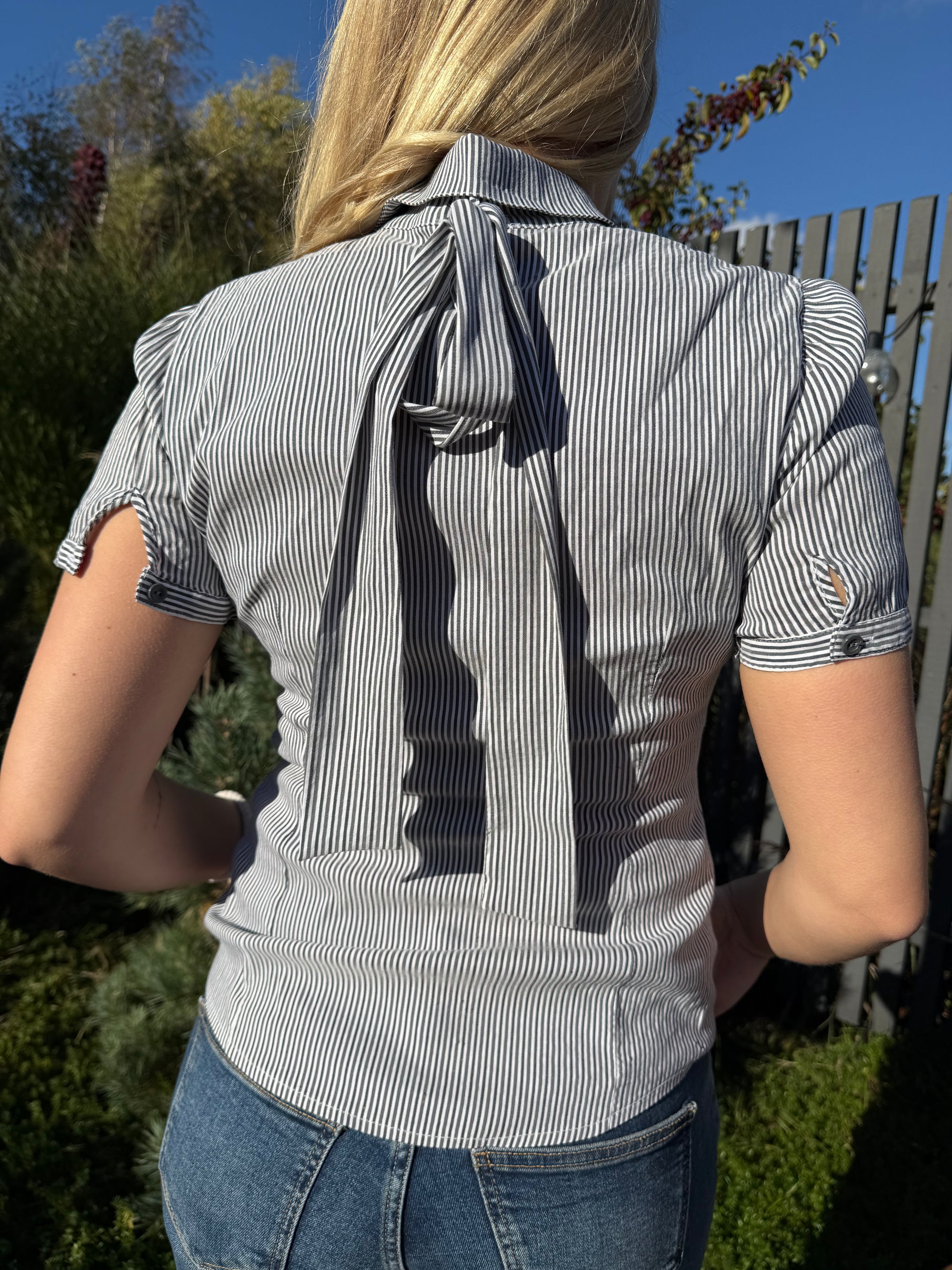 Striped Orsay blouse